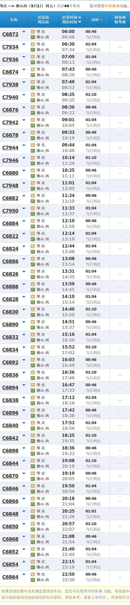 最新广佛肇轻轨时刻表